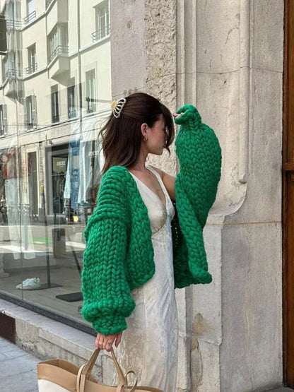 Knitted Twist Cardigans Long Sleeve Loose O-neck Sweaters Female Autumn All-match Coats Tops