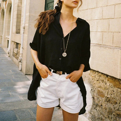 Linen Half Sleeve Office Blouse