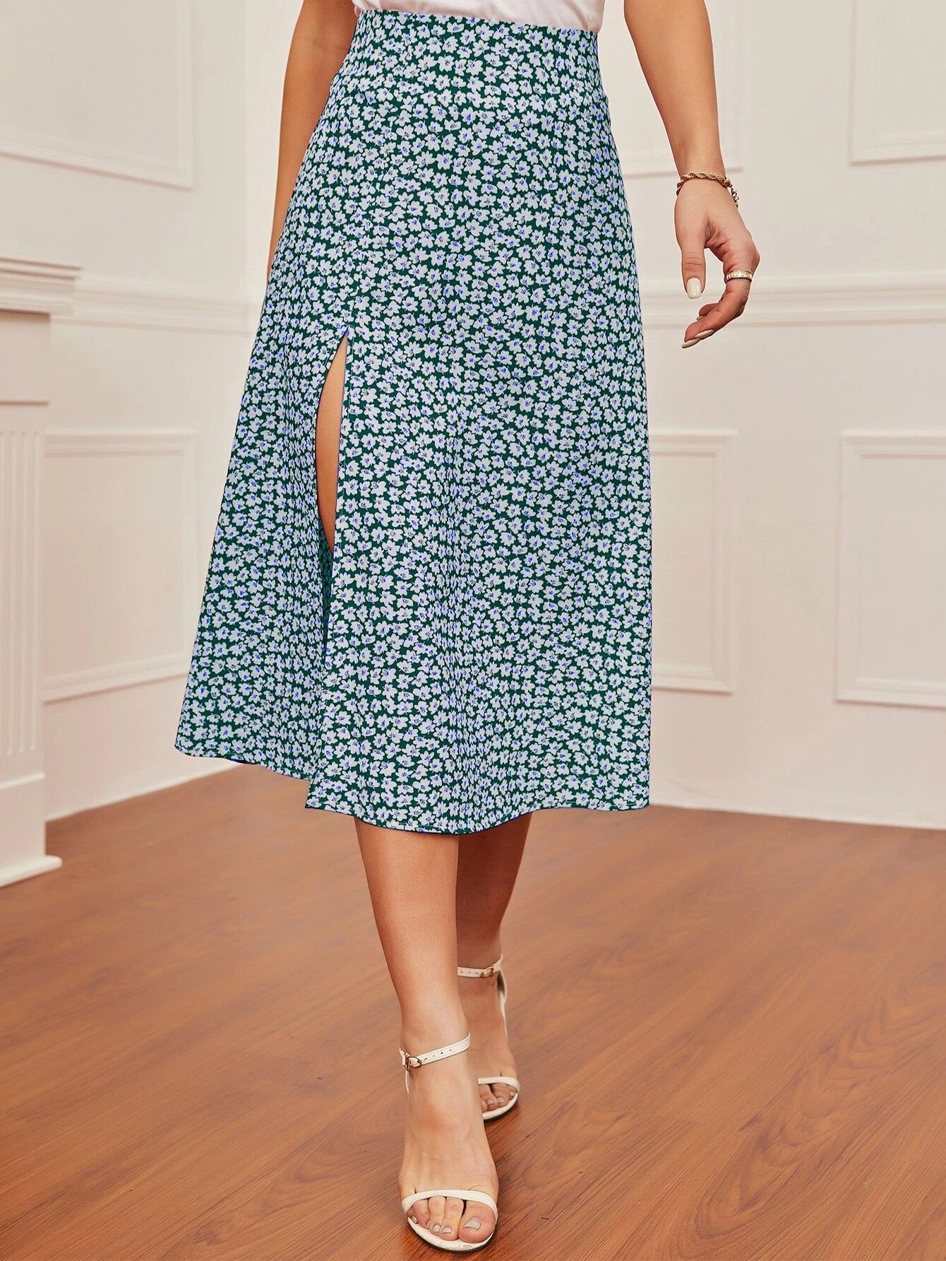 Split Print Skirt