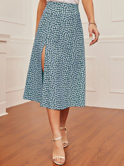 Split Print Skirt
