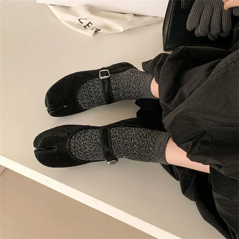 Mary Jane Horsehair Loafers Single Shoes Flats Shoes Woman Flats Street Shoes