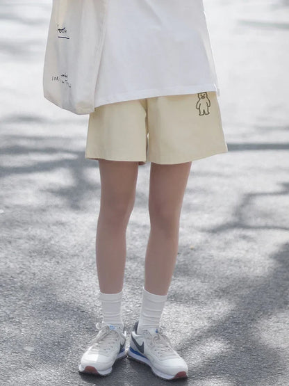Loose Shorts Pants for Summer Clothes Bear Printed Ropa De Mujer Elastic High Waist Trousers