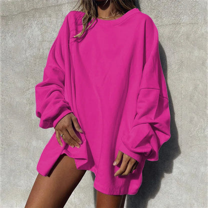 Harajuku Retro Round Neck Loose Sweatshirts New Autumn Long Top Pullover Winter Long Sleeve Simple Jumper