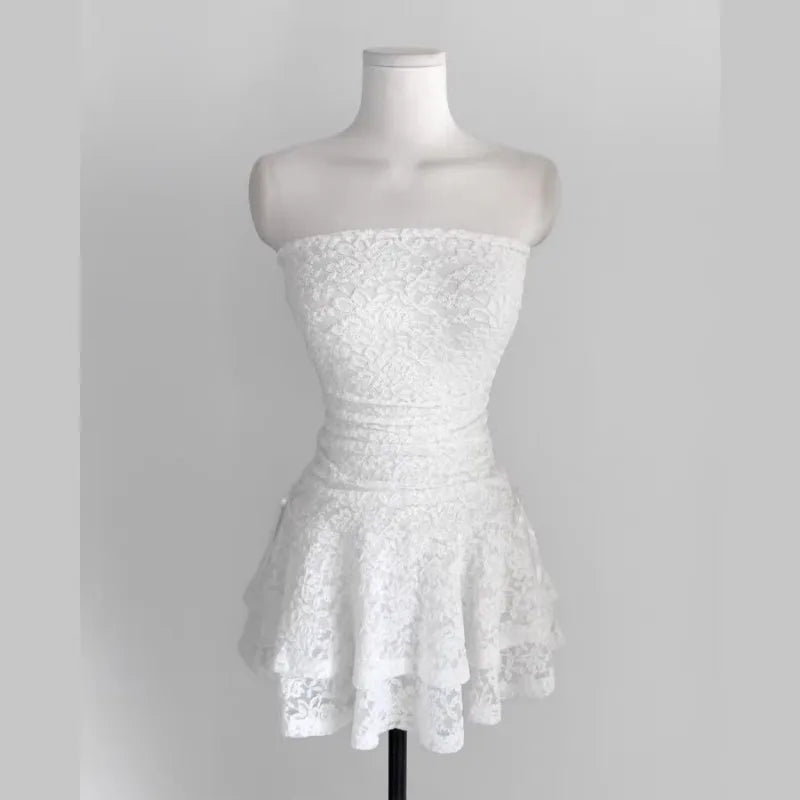Y2k Clothes Lace Dresses Spring Summer Mini Dress Korean Off Shoulder Vestidos