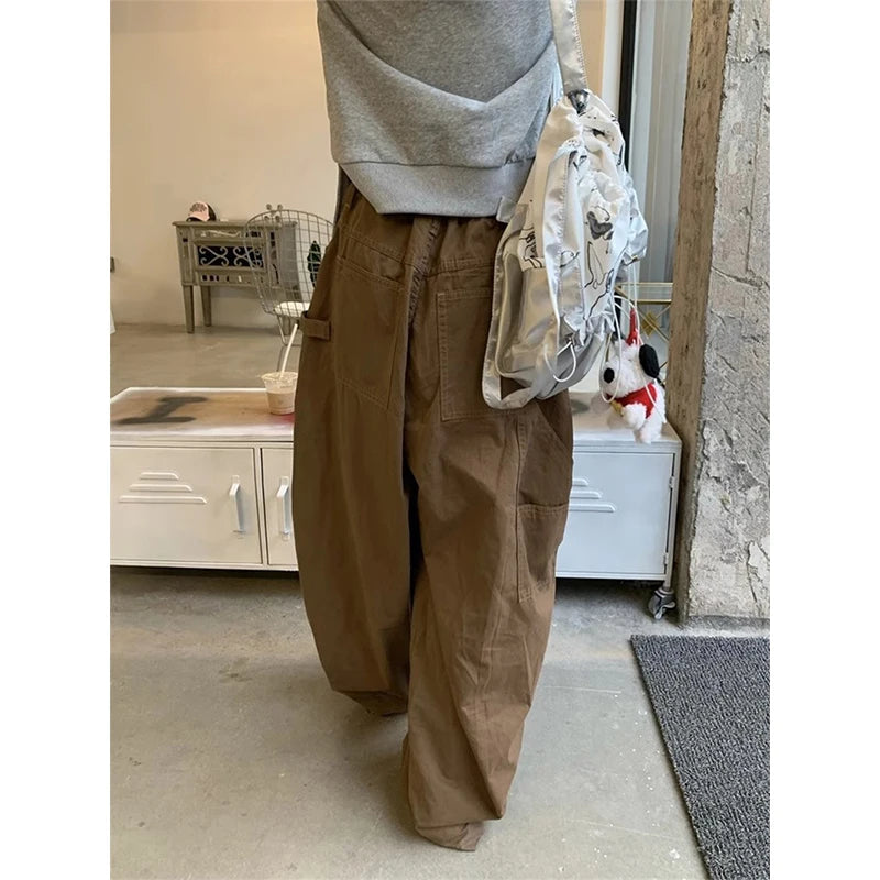 Y2k 2000s Cargo Jeans Oversized Wide Leg Denim Pants Harajuku Korean High Waist Baggy Straight Trousers