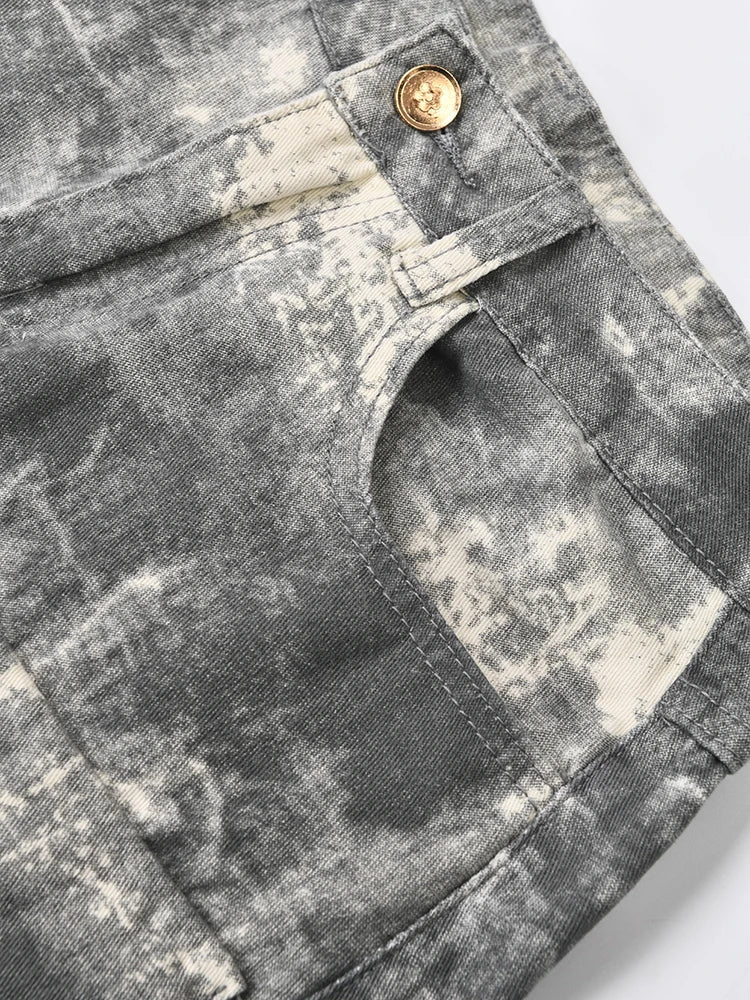 Jeans High Waist Multi Pocket Loose Camouflage Denim Cargo Pants Summer New