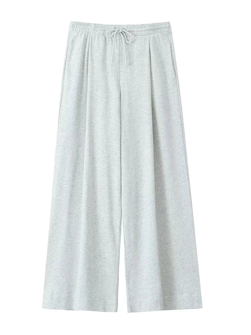 Woman Drawstring Long Pants Autumn High Waist Loose Wide Leg Trousers Female Sweatpants