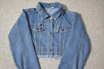 V High Street Denim Suit Spring New Short Coat Jacket Suspenders Tube Top Dress Korean Twopiece Set