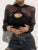 Summer Mesh T Shirt Hollow Out Smocked Crop Tops Long Sleeve Hoodies Tees Shirt Fishnet T-shirt