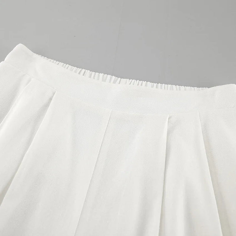 White Simple Wide Leg Pants Sets Summer New Off Shoulder Sleeveless Tube Tops Pants 2 Piece Set
