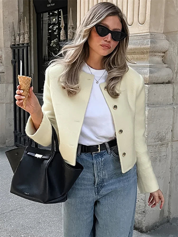 Long Sleeve Cardigan Coat for Patchwork Slim Cropped Top ’s Outwear New