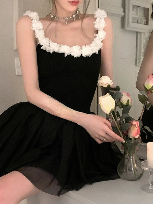Summer Bandage Sweet Dress Backless Kawaii Y2k Mini Dress Female Causal Korean Strap Party Dress