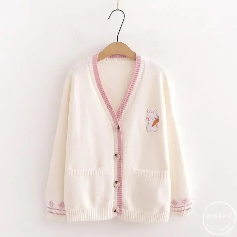 Jk Uniform Cardigans Coats Students Preppy Long Sleeve Knitted Loose All-match Japanese V-neck Causal Daily Female
