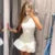Color Mini Dress for Knitted O Neck Sleeveless Backless Female Skirts Summer New Robe