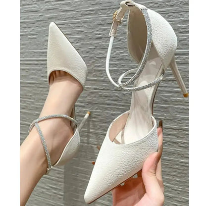 New Rhinestone High Heels Pumps Buckle Wedding Shoes Pointed Stiletto Heel Theel Sandals Dress Shoes