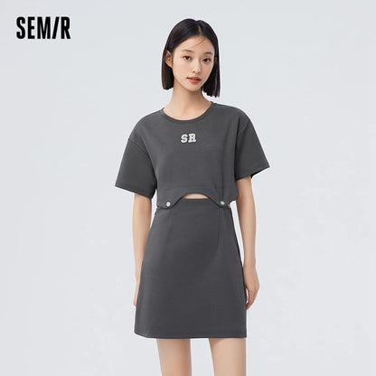 Dress Letter T-shirt Color New Summer Short Suit Two-piece Set