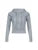 Gray Slim Zip Up Jackets Hoodies for Pockets Long Sleeve Ribbed Simple Basic Preppy Sweatshirts