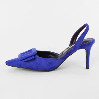 Sandals Summer Pointed Toe High Heels Stiletto Square Buckle Large Size Single Shoes