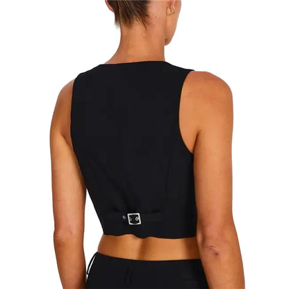 Vest Waistcoat for Y2k Clothes Color Slim Fit V Neck Sleeveless Button Down Crop Top Outwear Gilet