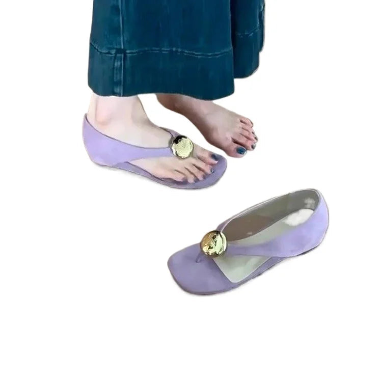 Summer Leisure Toeopen Sandals Slippers Rubber Bottom Flat Head Slipon Shoes High Aesthetic Value