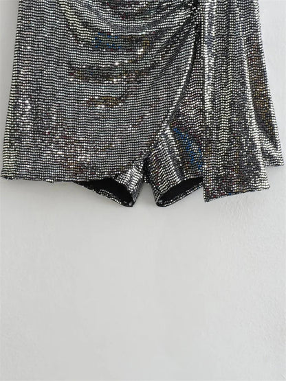 Sequin Y2k Skirt Club Glitter High Street Slim Zipper Loose Patchwork Short Skirt Sparkle Skirt