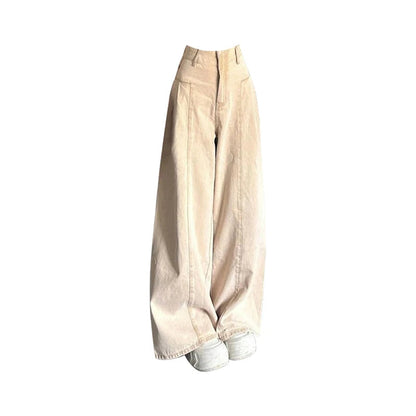 Khaki Jeans Y2k Wide Leg Cowboy Pants High Waist Korean Denim Trousers Baggy Jeans Summer Clothes