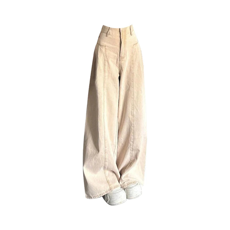 Khaki Jeans Y2k Wide Leg Cowboy Pants High Waist Korean Denim Trousers Baggy Jeans Summer Clothes