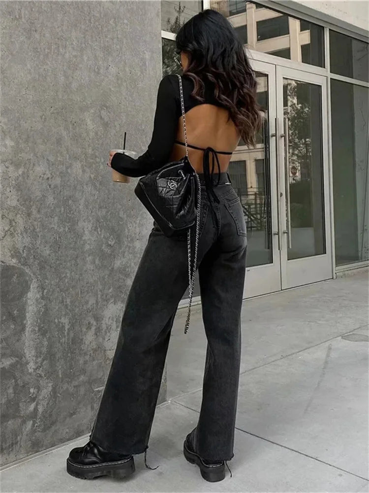 Jeans Bottom Straight Leg Baggy Jeans Fall Boyfriend Long Trousers High Waist Denim Pants