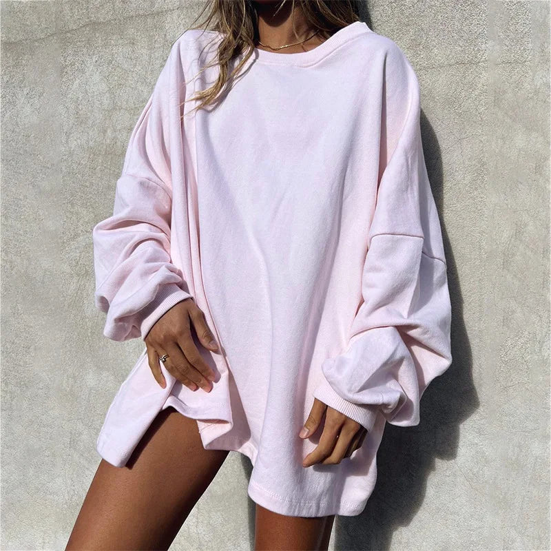 Harajuku Retro Round Neck Loose Sweatshirts New Autumn Long Top Pullover Winter Long Sleeve Simple Jumper