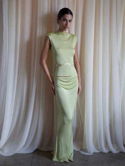 Sleeveless Round Neck Slim Fit Top and Skirt Set for ’s Autumn Winter New Party Two-piece Set