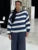 Knit Sweater Pullover Female Striped Hollow Out Loose Contrast Long Sleeve Patchwork Autumn Knitwear ’s Sweater