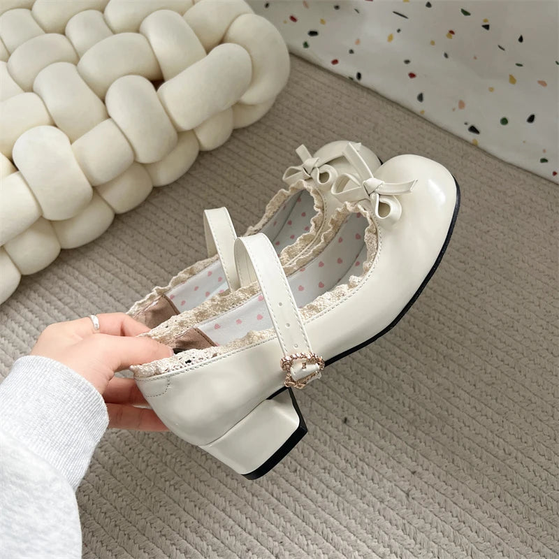 Jk Mary Jane Shoes Causal Shallow Butterflyknot Shoes Spring Autumn Female Leather Shoes