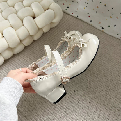 Jk Mary Jane Shoes Causal Shallow Butterflyknot Shoes Spring Autumn Female Leather Shoes
