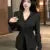 Backless Lace Youthful Black Long Sleeve Shirt V Neck Patchwork Basic Blouse Lady Office White Top