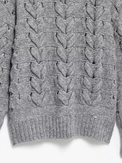 Knitted O-neck Sweaters Loose Gray Long Sleeve Pullover Sweater Woman Versatile Street Knitwear