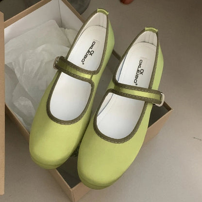 Comfort Satin Soft Sole Mary Jane Shoes Round Toe Shallow Flats Buckle Prom Designer Ballet Shoes