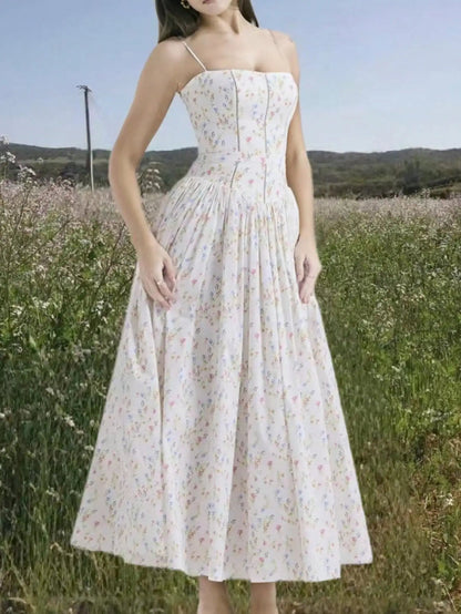 Print Vacation Slim Dress Sleeveless Backless Maxi Dresses Evening Party Graduation Robe