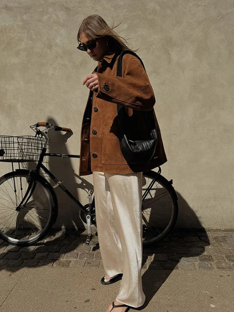 Single Breasted Long Sleeved Pocket Jacket Retro Collar Color Coat Autumn New Commuting Coats