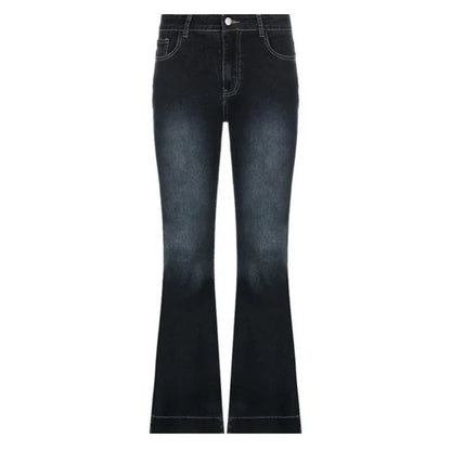 New Flare Jeans Low Waist Trousers Aesthetic Denim Pants Mom Korean Y2k Jeans