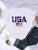 Usa Letters American Flag Stars and Stripes Printed T-shirts Street Hip Hop Tee Clothing Summer Breathable Tshirt Female