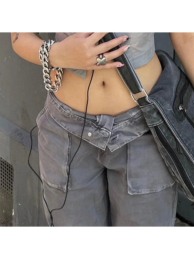 Woman Old Money Jeans Dark Academia Denim Japanese Pants Bf Style Trousers Sweatpants Cargo High Street Pants Ins