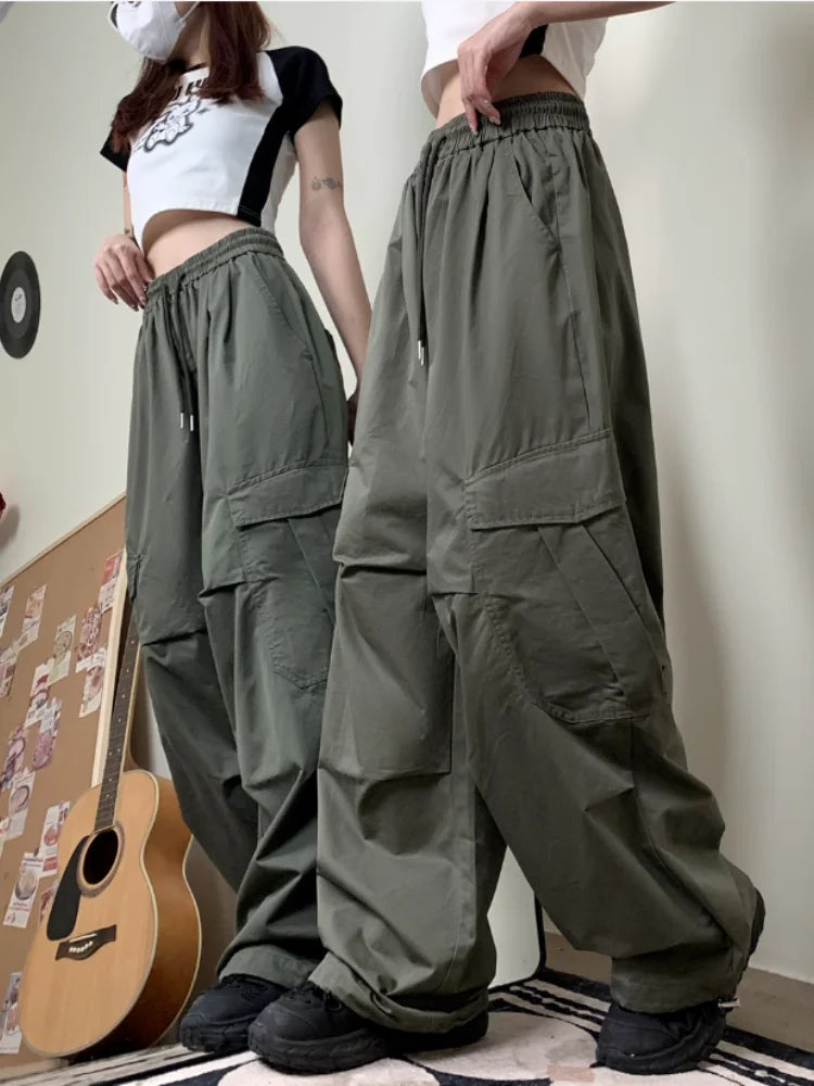 Cargo Pants for Harajuku Hip Hop High Waist Korean Straight Trousers Y2k Summer Slacks