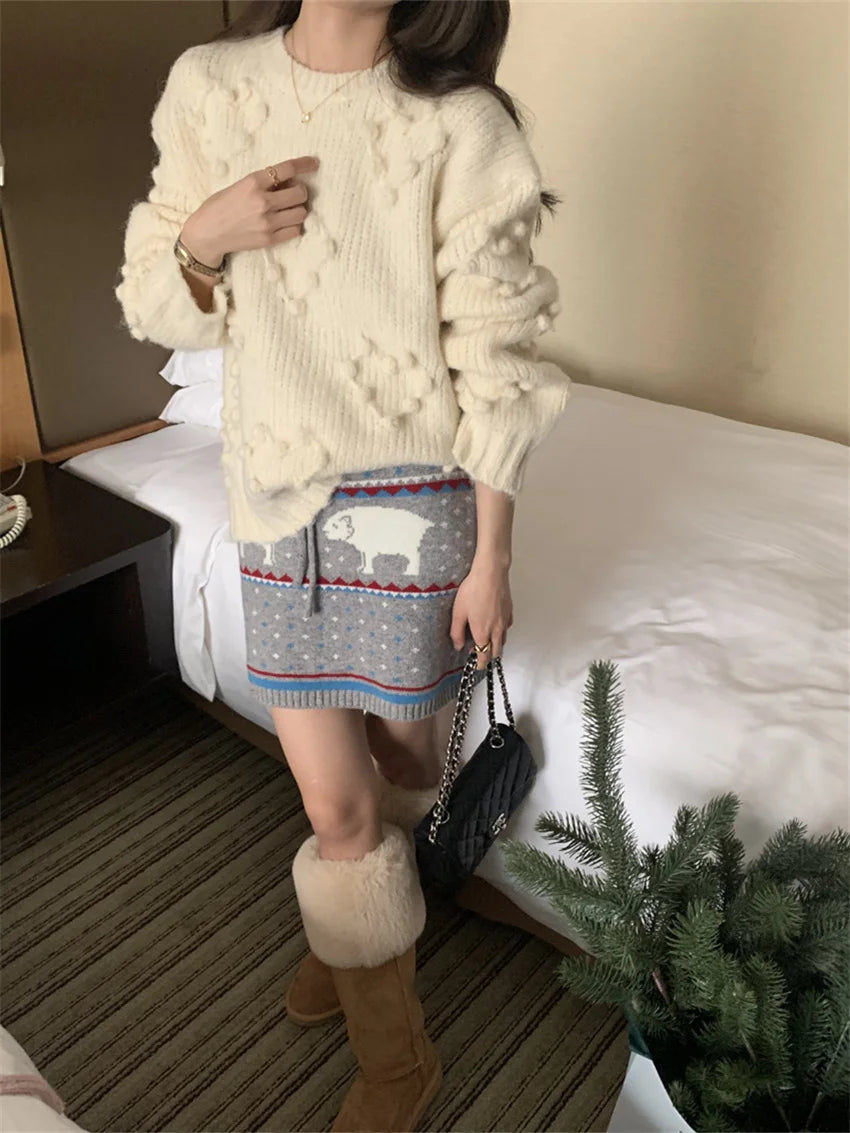 Gentle Spring Sweaters Ol Knitted Loose Daily Full Sleeve Minimalist Office Lady Pullovers Sweet
