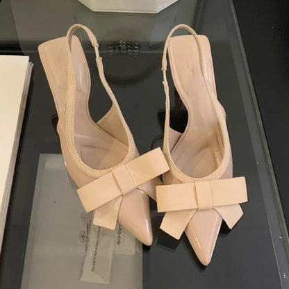 Butterflyknot Pointed Toe High Heels Party Dress Shoes Brand Design Slingbacks Sandals Pumps