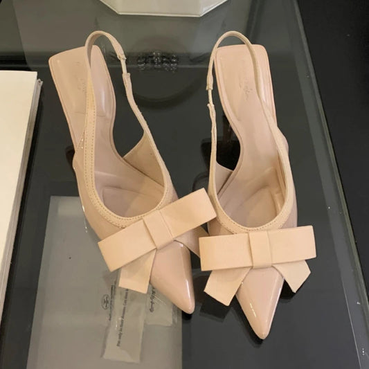 Butterflyknot Pointed Toe High Heels Party Dress Shoes Brand Design Slingbacks Sandals Pumps