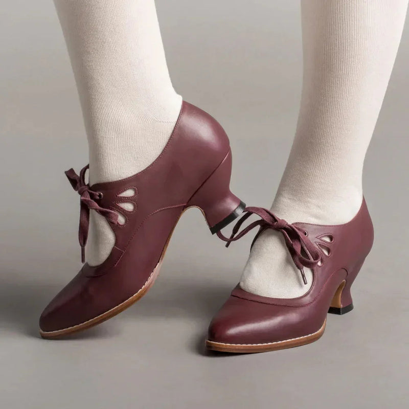 Retro Mary Jane Pumps Woman Lace Up Low Heel Dress Zapatos Brand Design Butterfly Wing Derby Shoes 43