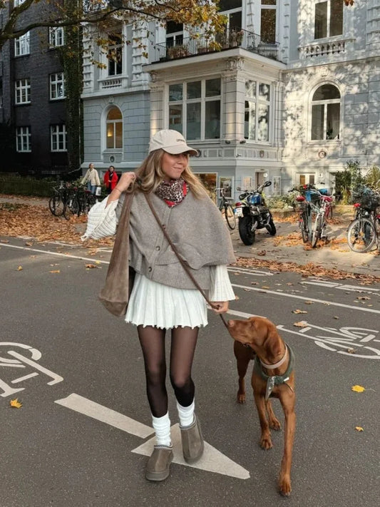 Knitted Cape Cardigan Single-breasted O-neck Sweaters Female Autumn Loose Versatile Simple Knitwear