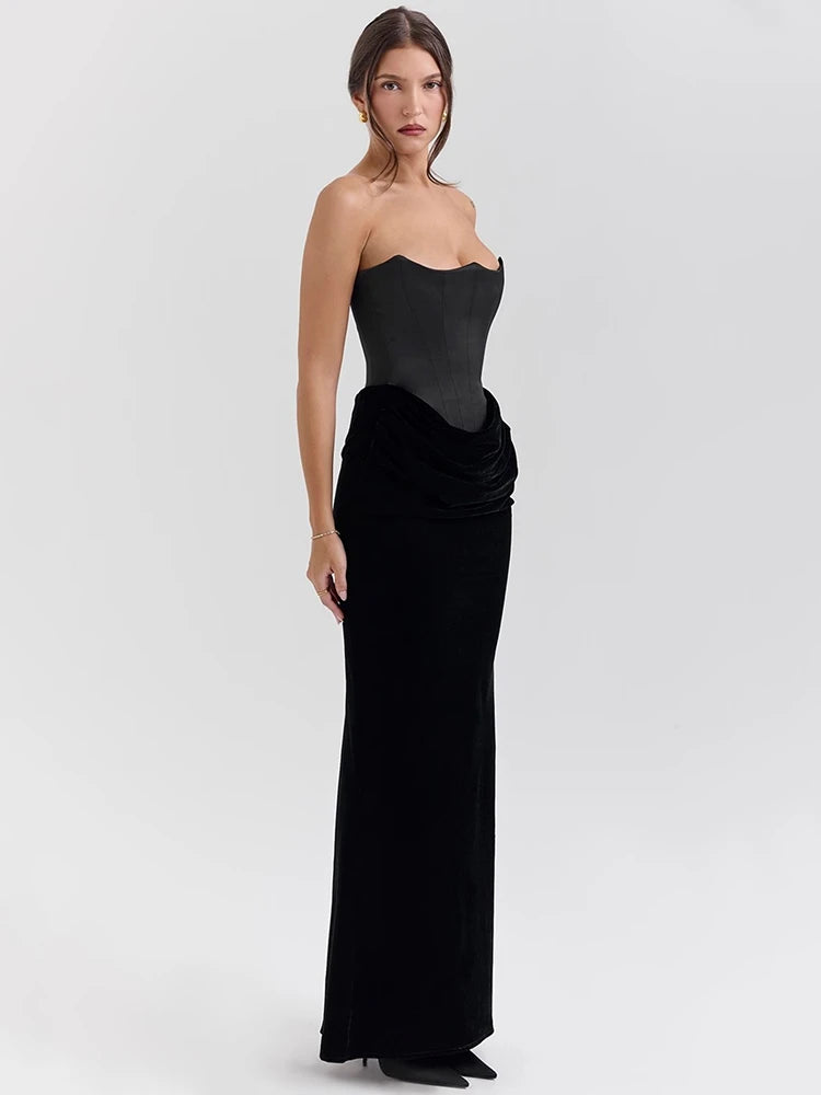 Off-shoulder Strapless Maxi Dress for Sleeveless Backless Bodycon Club Party Evening Long Dress