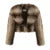 Retro Stripped Short Faux Fur Coat Winter Y3k Cropped Big Fur Collar Fox Fur Jacket