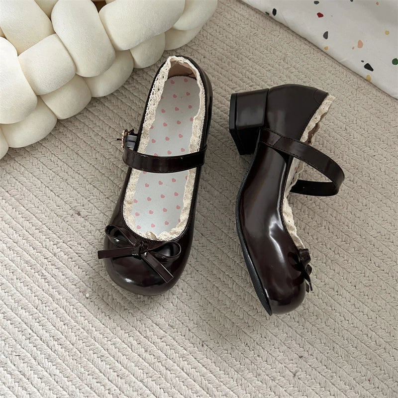 Jk Mary Jane Shoes Causal Shallow Butterflyknot Shoes Spring Autumn Female Leather Shoes